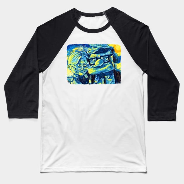 UP Carl Couple Van Gogh Style Baseball T-Shirt by todos